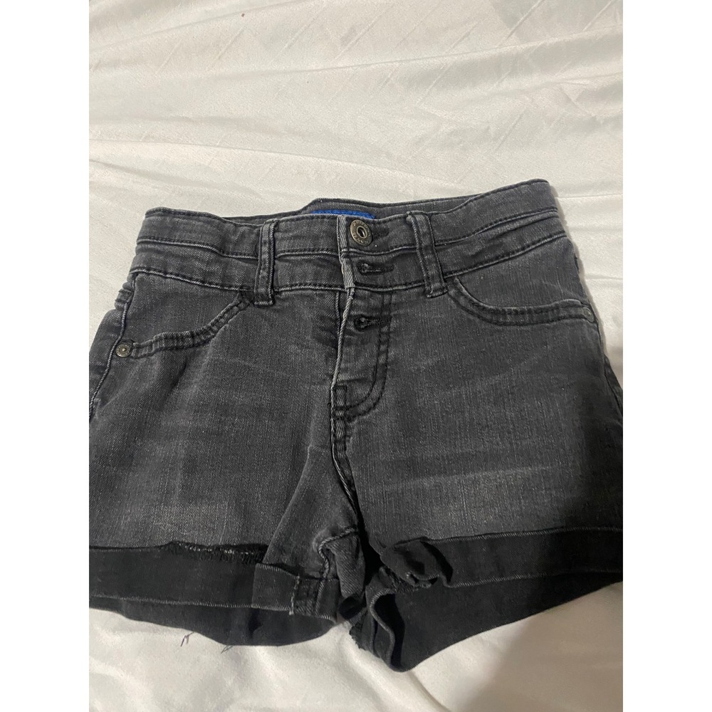 Arizona Jean Co Girls Black Denim Cuffed Shorts Size 7 Regular